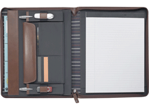 Zippered Brown Saddle Leather Padfolio Inside